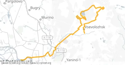 Карта вело-маршрута «Бабье Лето - Всеволожск»