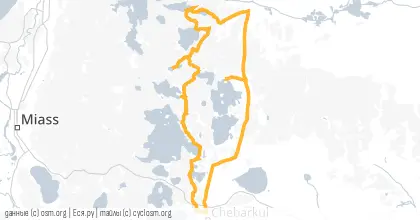 Карта вело-маршрута «Чебаркуль - озера»
