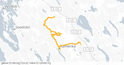 Карта вело-маршрута «Финские ДОТы»