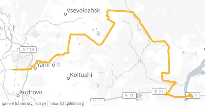 Карта вело-маршрута «Ладожская свежесть танков»