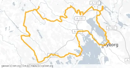 Карта вело-маршрута «Неизвестный Выборг - Redux»