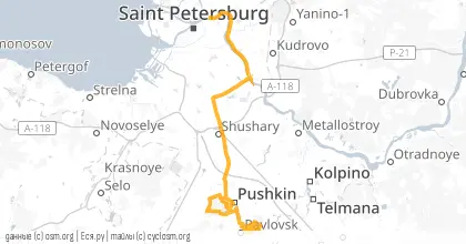 Карта вело-маршрута «Нева - Пушкин - Павловск»