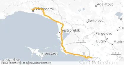 Карта вело-маршрута «Ночной Зеленогорск»