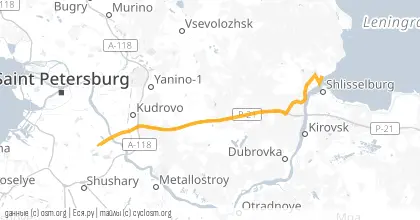 Карта вело-маршрута «От Гамбургской до старта ДЖ»