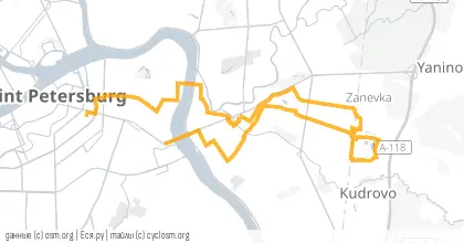 Карта вело-маршрута «ПНВ: Кудровские очистные и не только»
