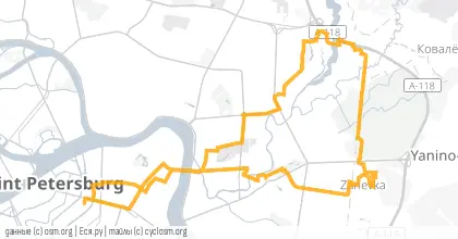 Карта вело-маршрута «ПНВ: Ученье свет или тёмные леса под Ржевкой»