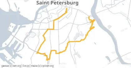 Карта вело-маршрута «ПНВ: Восточный Скоростной Диаметр - поиски первой очереди»