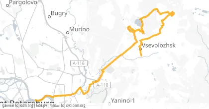 Карта вело-маршрута «По окрестностям Всеволожска»