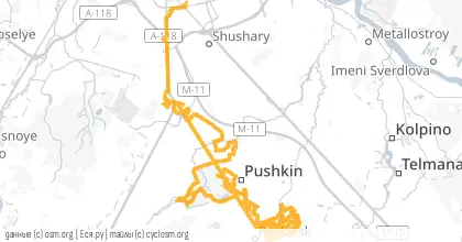 Карта вело-маршрута «Пушкин и Павловск v3»
