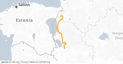Карта вело-маршрута «Сланцы - Псков»