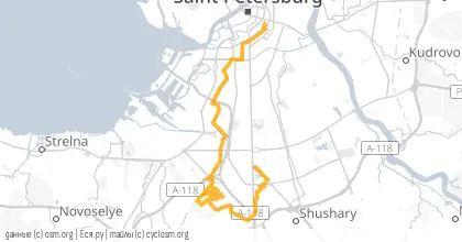 Карта вело-маршрута «СРВ: Циганские Хроники Пулково»