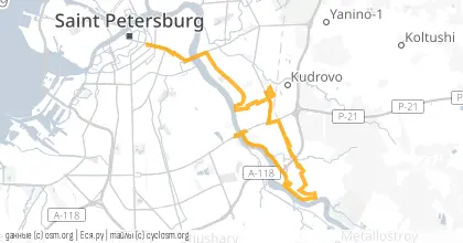 Карта вело-маршрута «СРВ: Новый Саратов рядом с Питером»