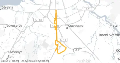 Карта вело-маршрута «СРВ: Однажды в Пулково»