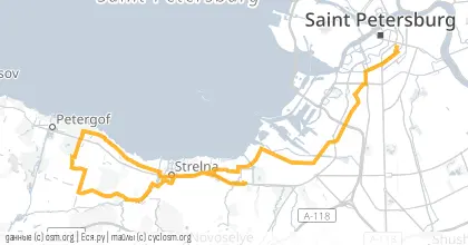 Карта вело-маршрута «СРВ: Петергофские жухлые листья»