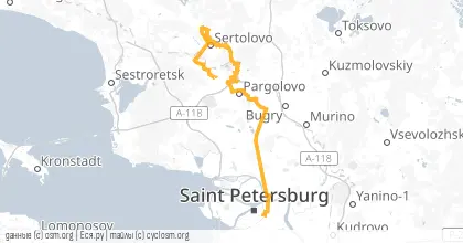 Карта вело-маршрута «СРВ: Сертологический Песчанный Леваш»
