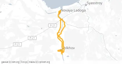 Карта вело-маршрута «Старая Ладога»
