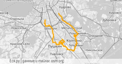 Карта вело-маршрута «Старые тропинки Пушкинских Понтонов»