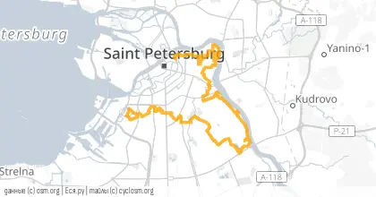 Карта вело-маршрута «Вечерний Питер»