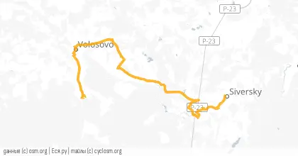 Карта вело-маршрута «Волосово - Сиверская»