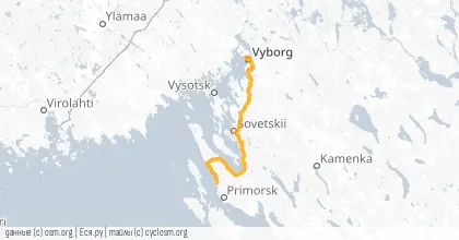 Карта вело-маршрута «Выборг-Манола»