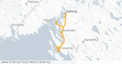 Карта вело-маршрута «Выборг - Высоцк - Приморск»
