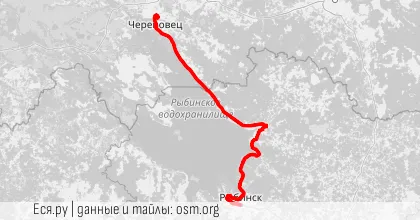 Превью маршрута Рыбинск - Череповец